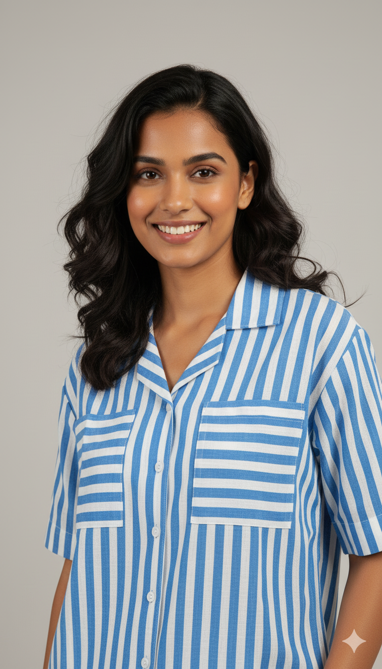 Deep Sea Lines | Braless Short Set & Shirt