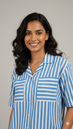 Deep Sea Lines | Braless Short Set & Shirt