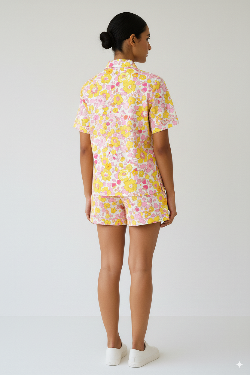 Golden Petals | Braless Short Set & Shirt