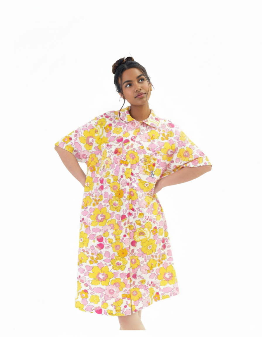 Golden Petals | Shirt Dress