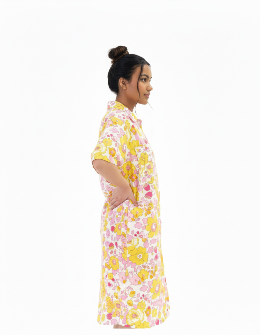 Golden Petals | Shirt Dress