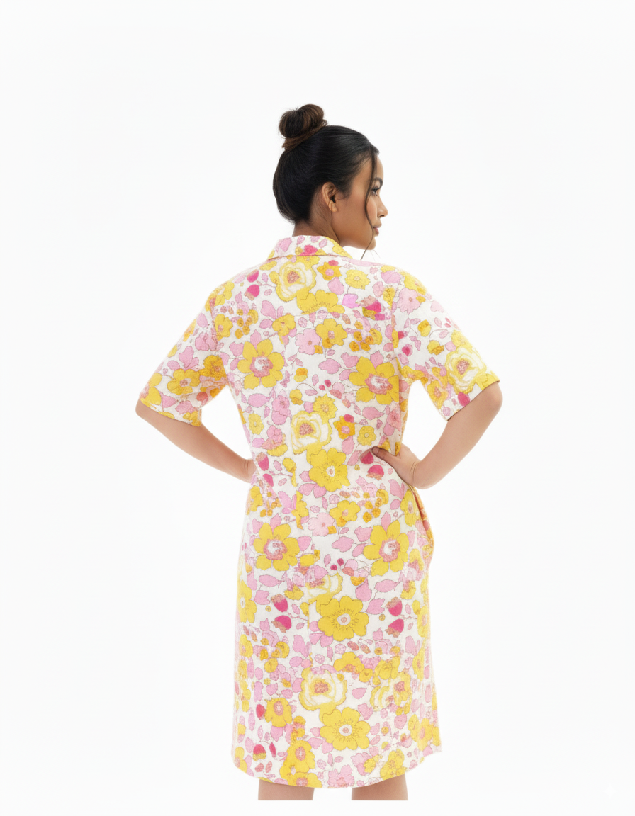 Golden Petals | Shirt Dress