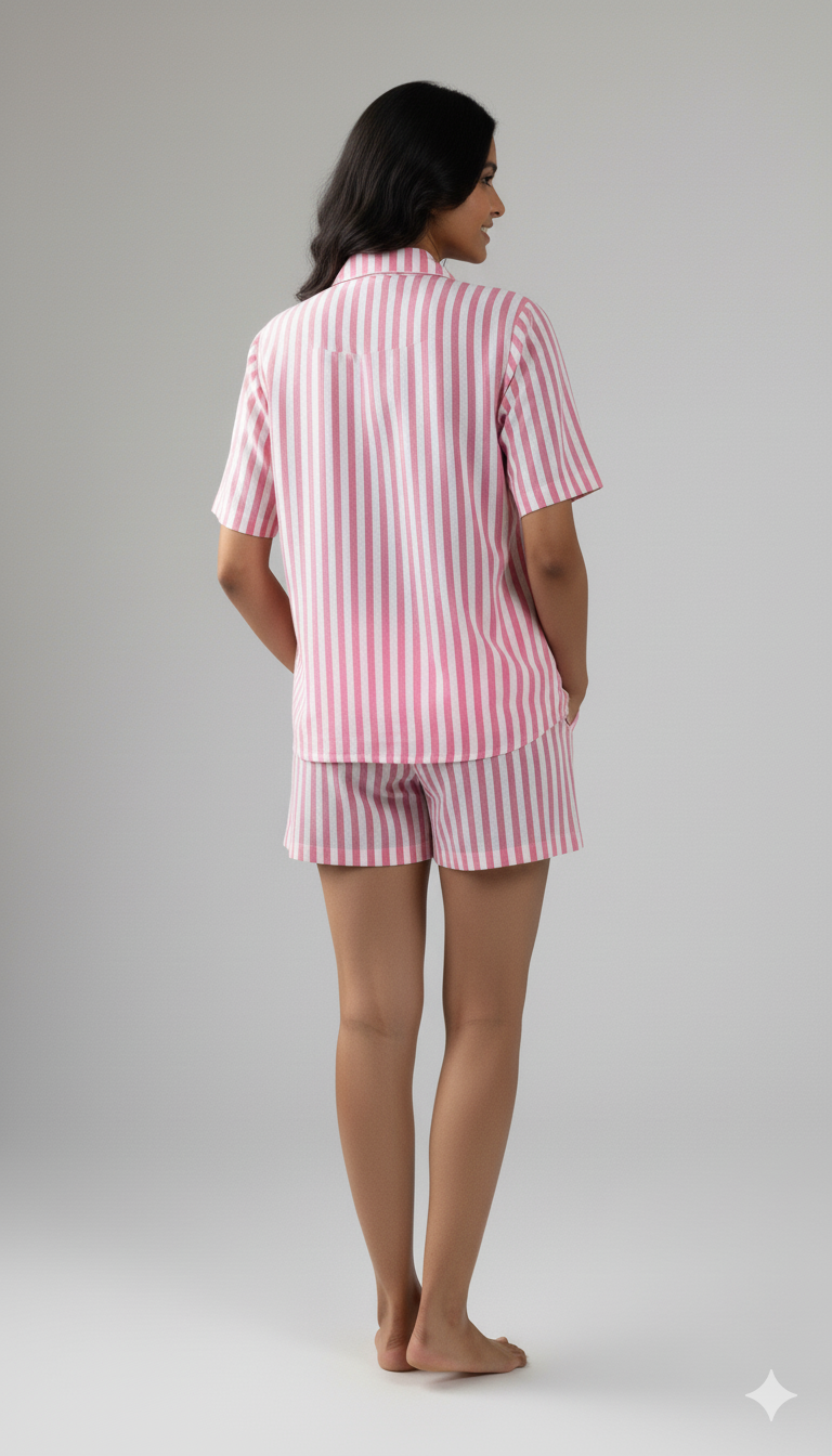 Rosewood Stripes | Braless Short Set & Shirt